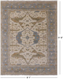 Ivory Turkish Oushak Hand Knotted Wool Area Rug - 9' 1" X 11' 9" - Golden Nile