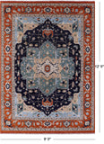 Blue Persian Fine Serapi Handmade Wool Rug - 9' 0" X 12' 5" - Golden Nile