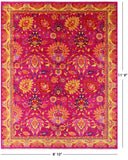 Pink William Morris Handmade Wool Rug - 8' 10" X 11' 9" - Golden Nile