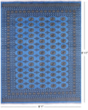 Blue Bokhara Handmade Wool Rug - 8' 1" X 9' 11" - Golden Nile