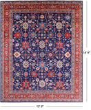 Blue Persian Fine Serapi Hand Knotted Wool Rug - 12' 0" X 14' 9" - Golden Nile