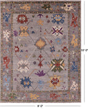 Grey Turkish Oushak Hand Knotted Wool Rug - 8' 0" X 10' 0" - Golden Nile