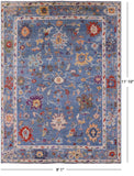 Blue Turkish Oushak Hand Knotted Wool Rug - 9' 1" X 11' 10" - Golden Nile