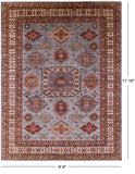 Super Kazak Hand Knotted Wool Rug - 9' 0" X 11' 10" - Golden Nile