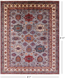 Grey Super Kazak Hand Knotted Wool Rug - 8' 1" X 9' 11" - Golden Nile