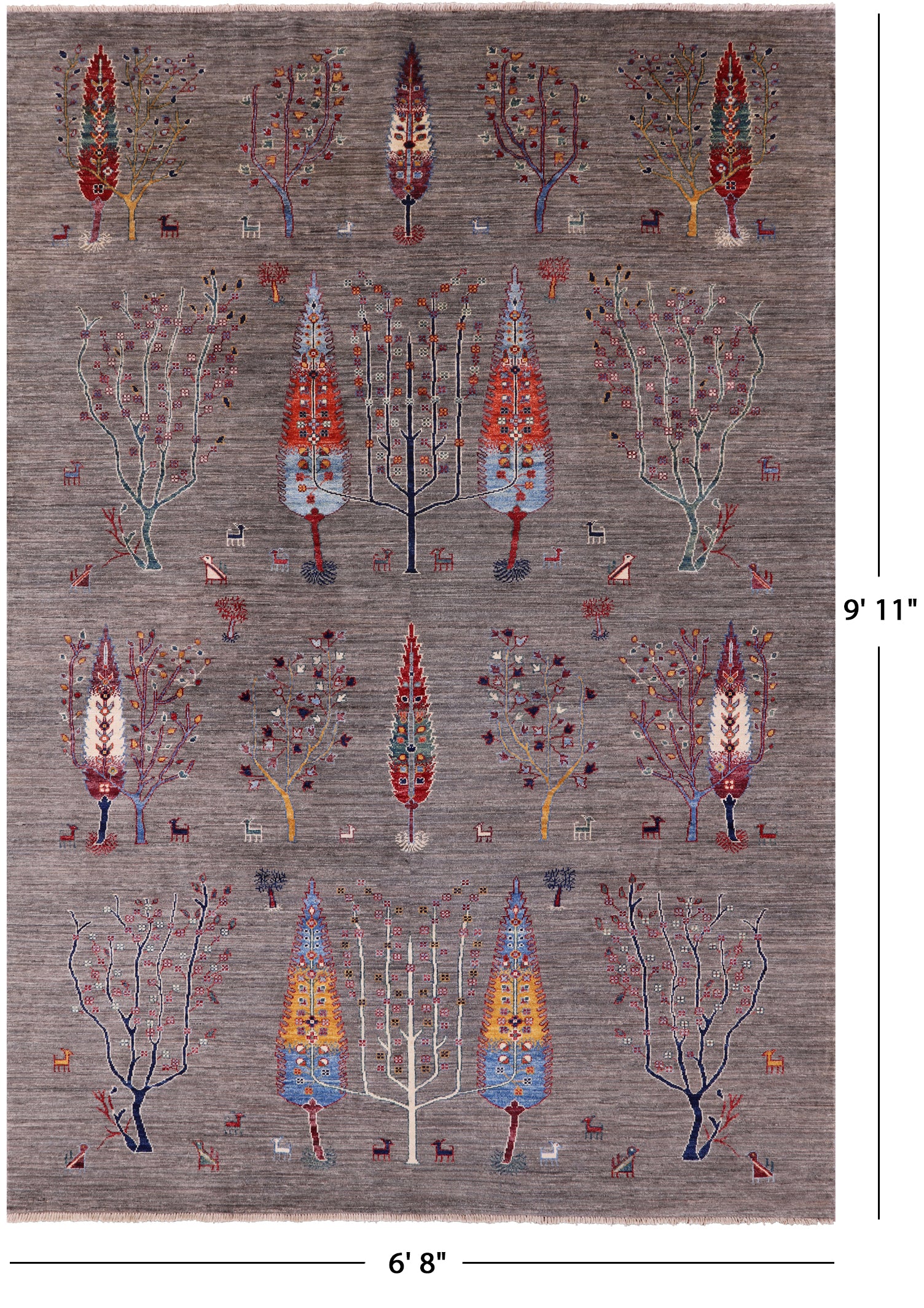 Tribal Persian Gabbeh Hand Knotted Wool Rug - 6' 8" X 9' 11" - Golden Nile