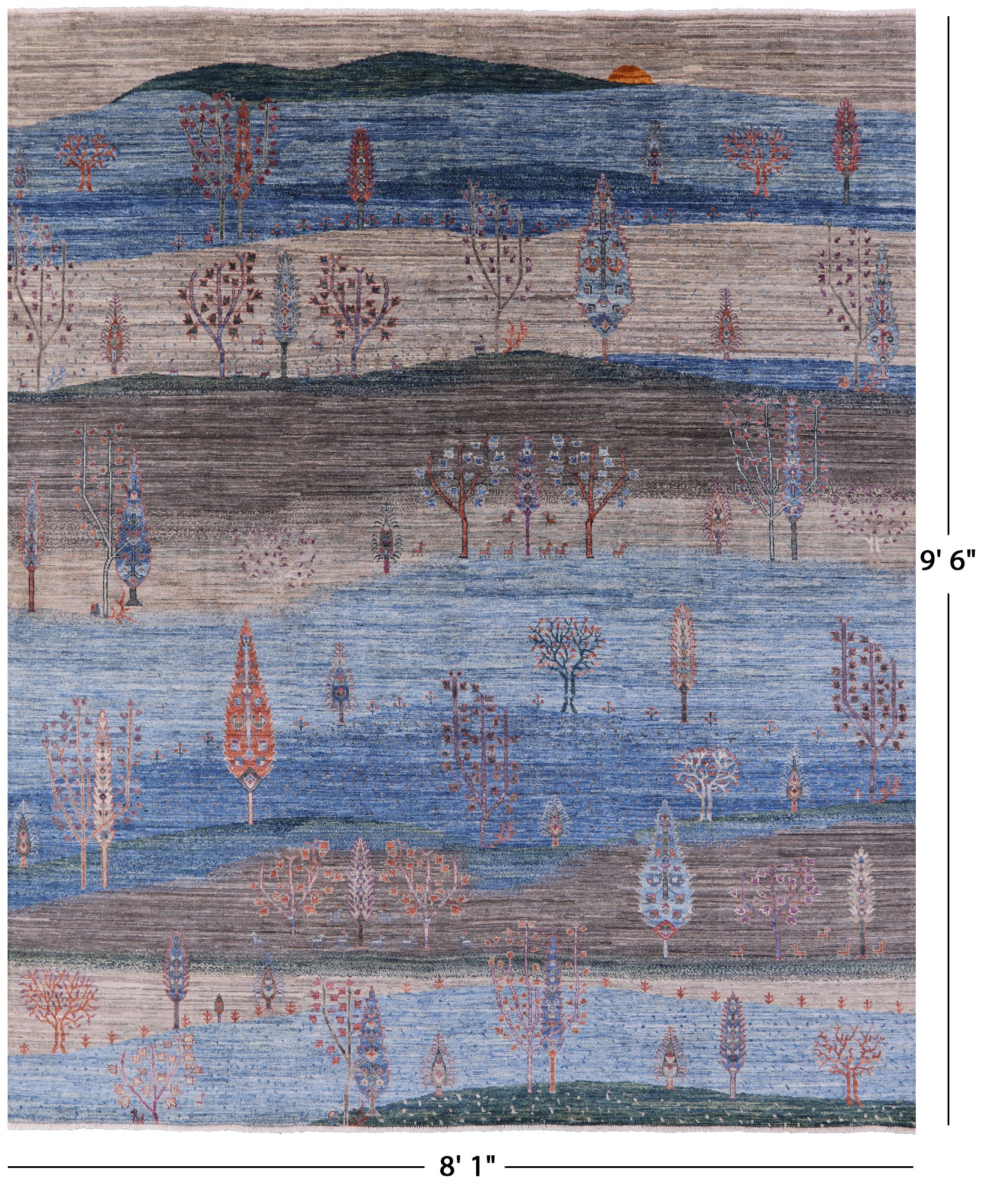 Tribal Persian Gabbeh Hand Knotted Wool Rug - 8' 1" X 9' 6" - Golden Nile