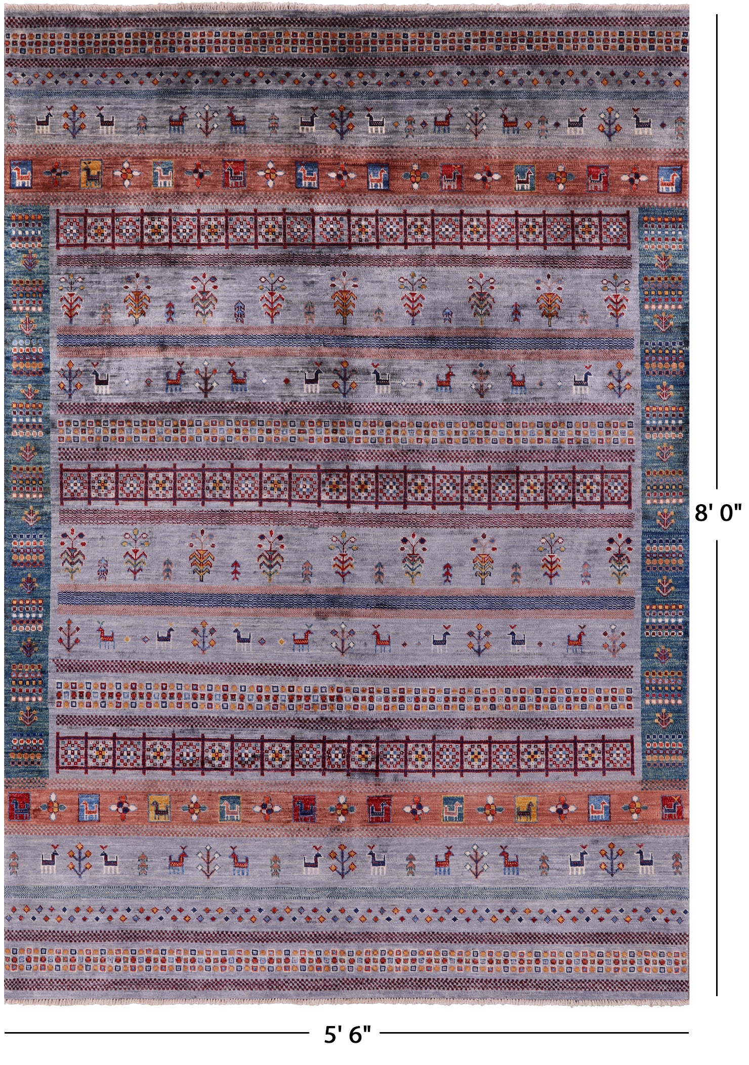 Tribal Persian Gabbeh Hand Knotted Wool Rug - 5' 6" X 8' 0" - Golden Nile
