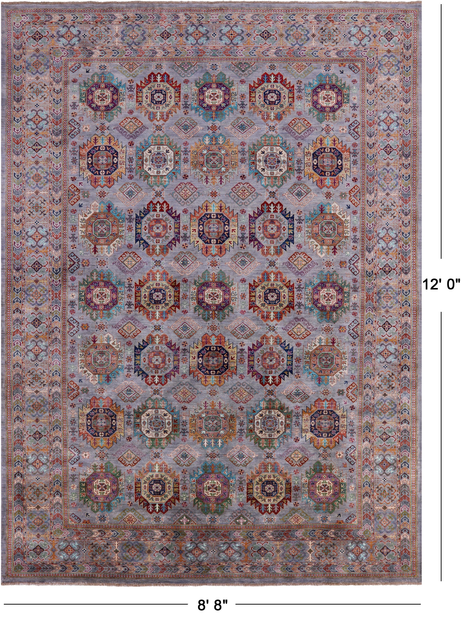 Turkmen Ersari Handmade Wool Rug - 8' 8" X 12' 0" - Golden Nile