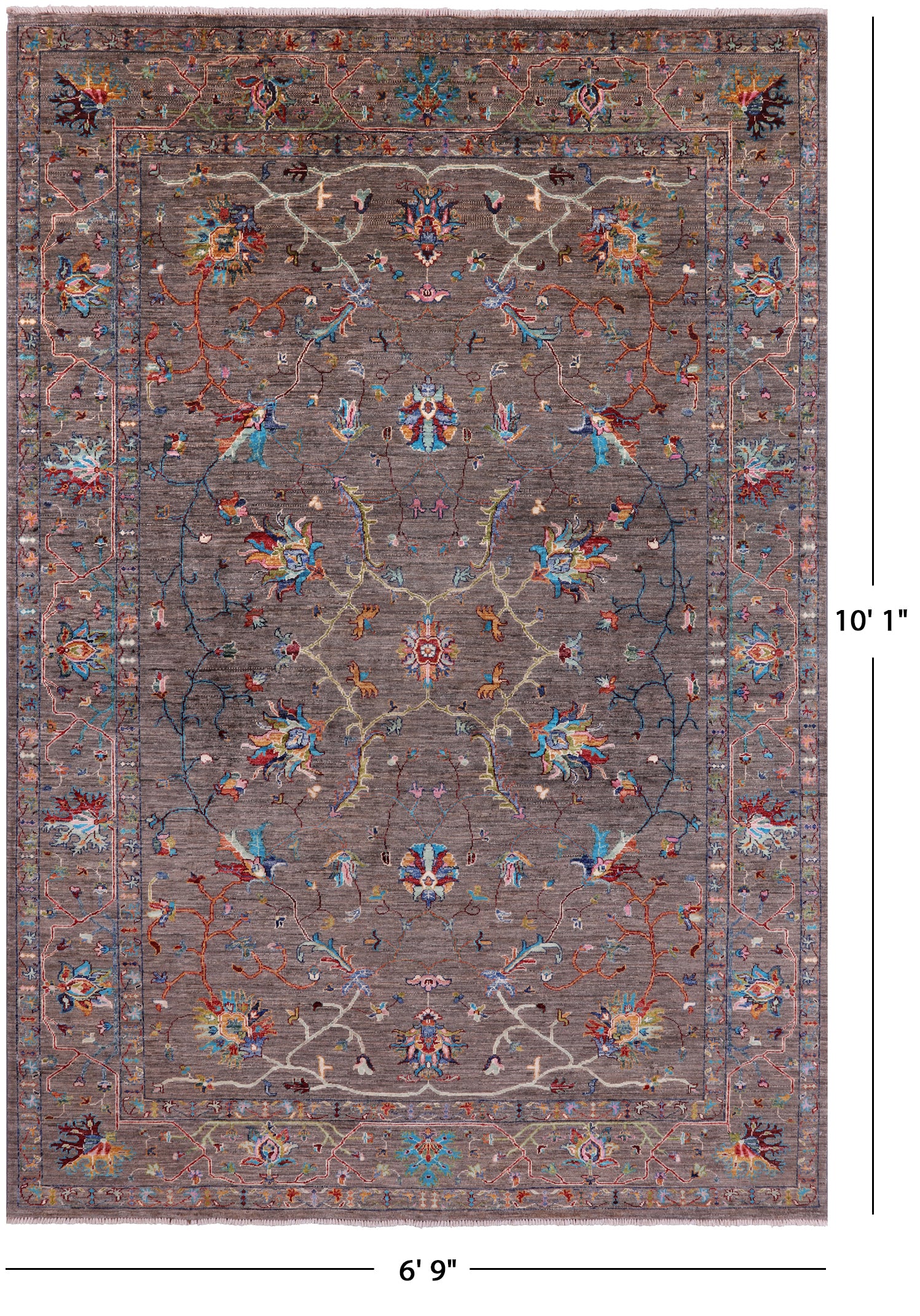 Peshawar Hand Knotted Wool Rug - 6' 9" X 10' 1" - Golden Nile