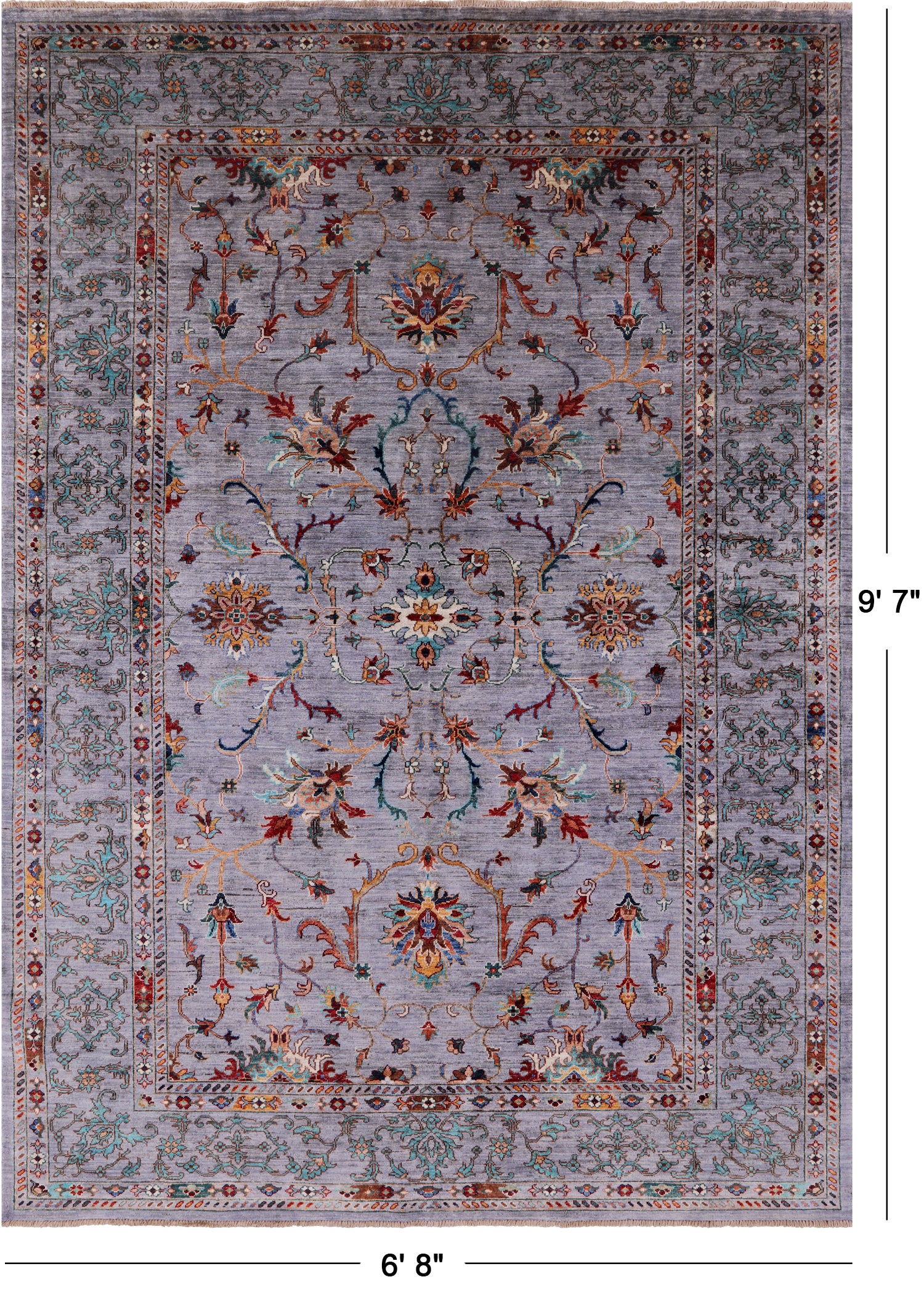 Peshawar Hand Knotted Wool Rug - 6' 8" X 9' 7" - Golden Nile