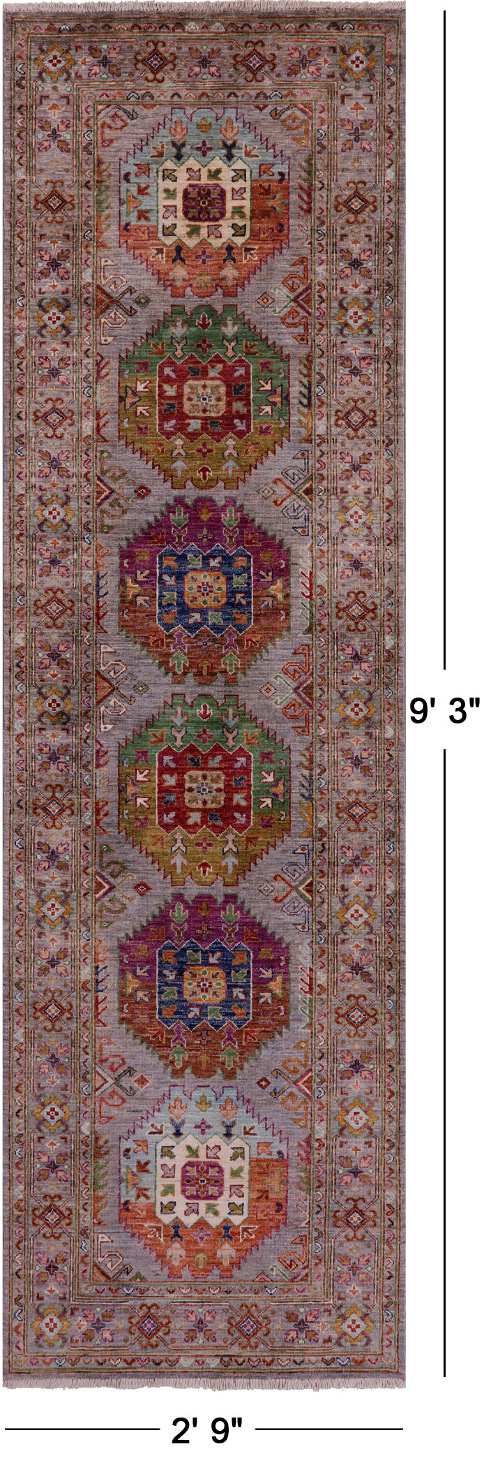 Turkmen Ersari Hand Knotted Wool Runner Rug - 2' 9" X 9' 3" - Golden Nile