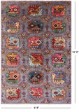 Turkmen Ersari Handmade Wool Rug - 6' 8" X 10' 0" - Golden Nile