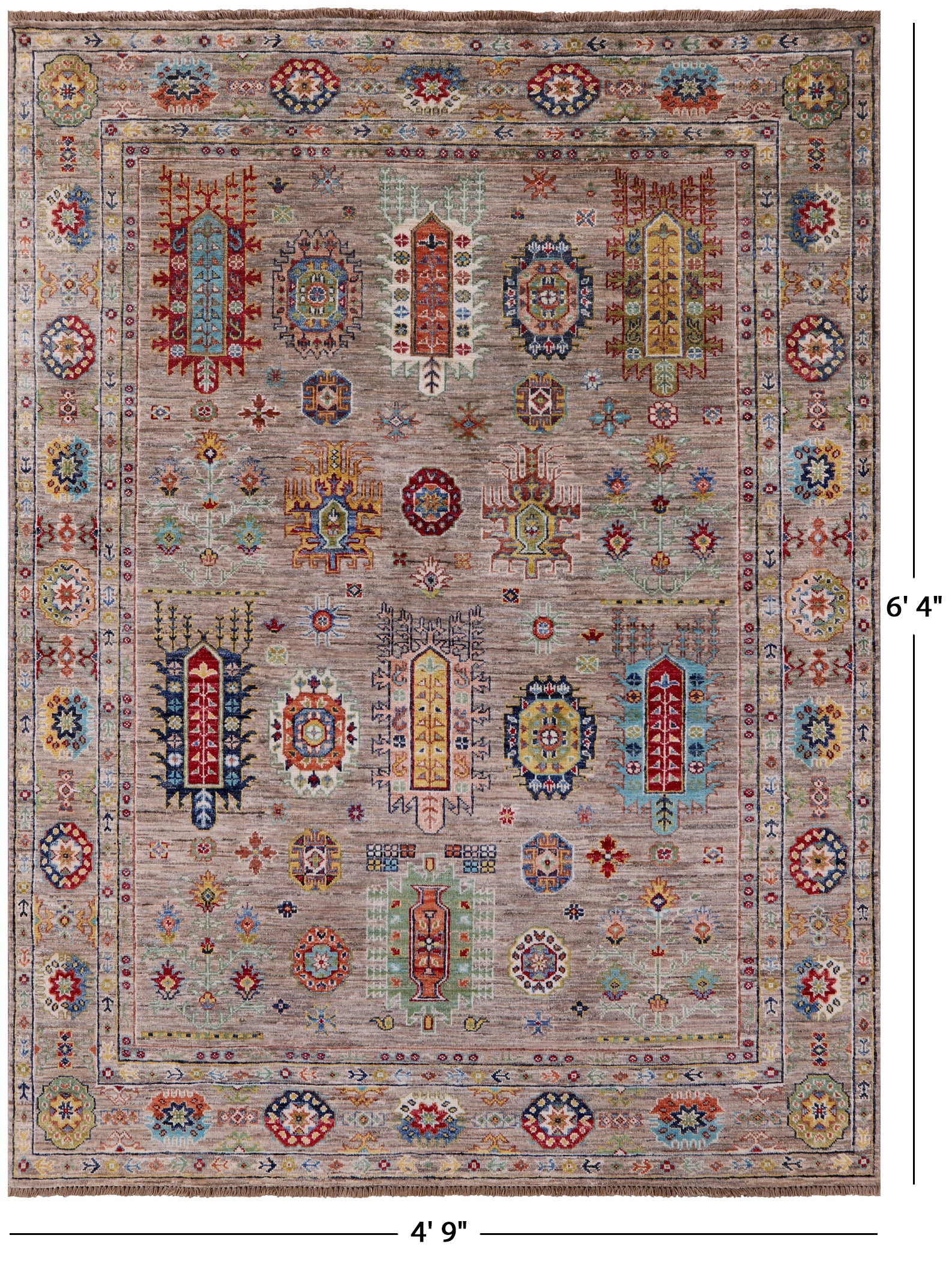 Turkmen Ersari Handmade Wool Rug - 4' 9" X 6' 4" - Golden Nile