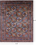 Grey Turkmen Ersari Hand Knotted Wool Rug - 5' 2" X 6' 7" - Golden Nile