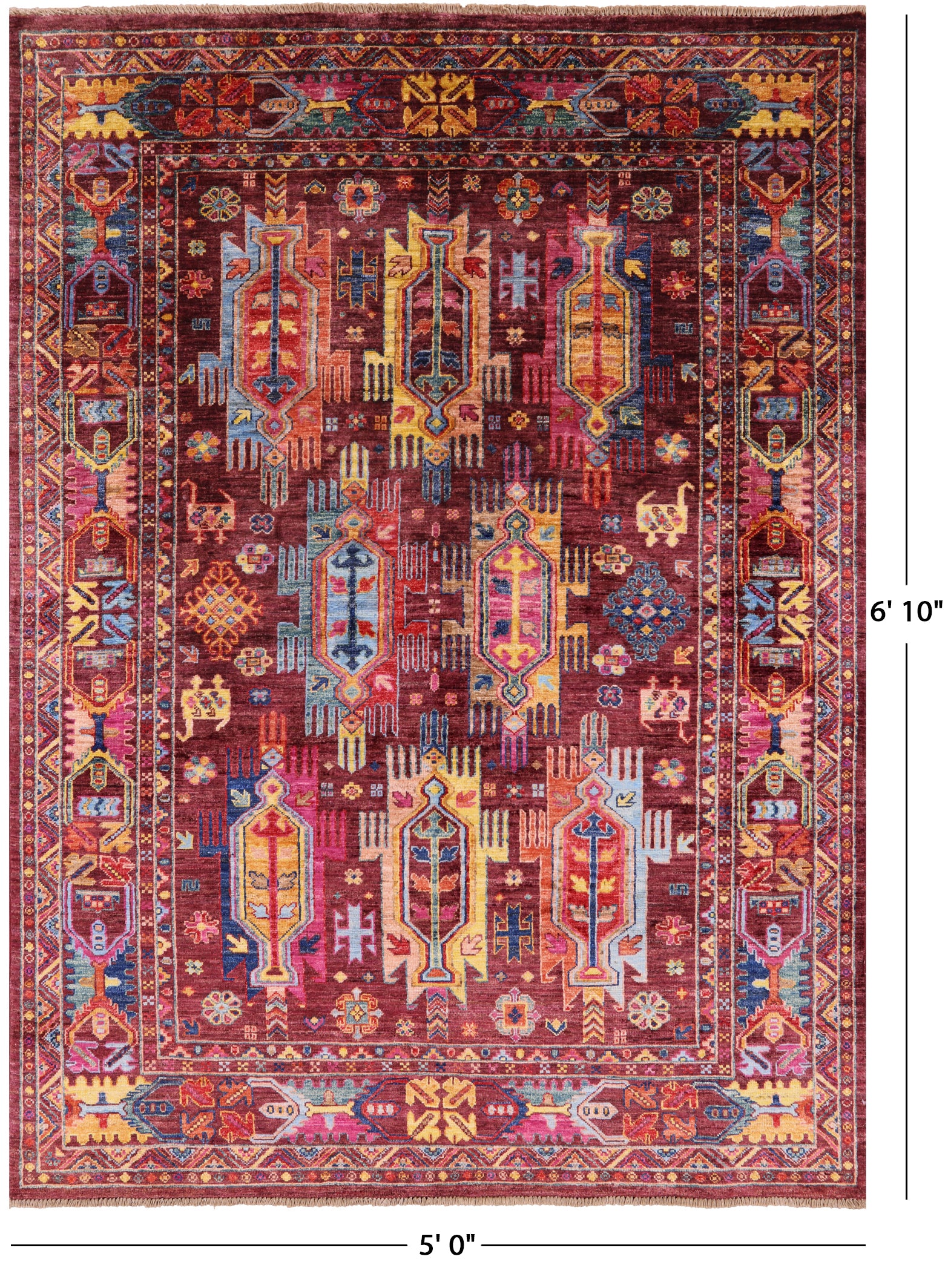 Persian Fine Serapi Hand Knotted Wool Rug - 5' 0" X 6' 10" - Golden Nile