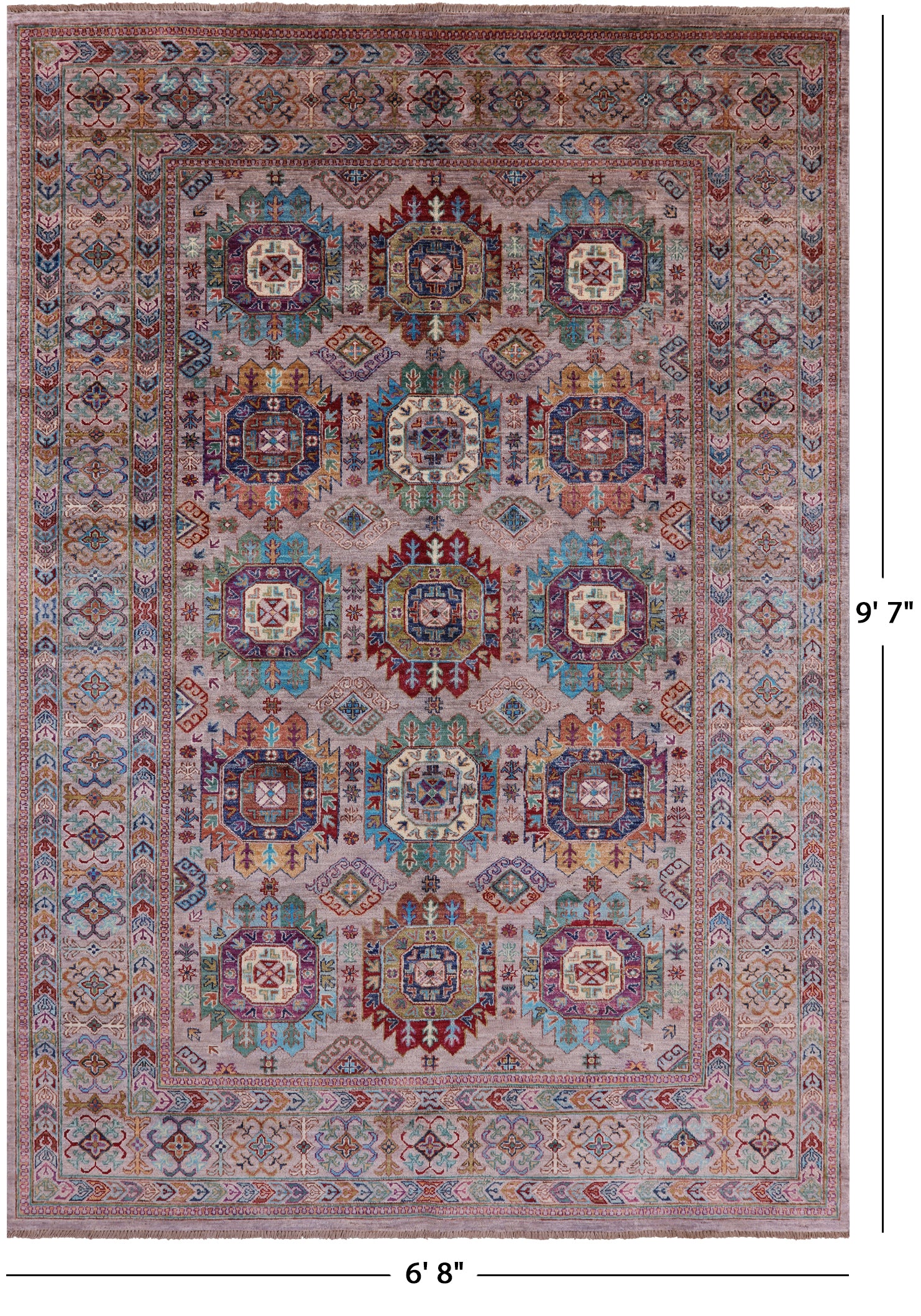 Turkmen Ersari Hand Knotted Wool Rug - 6' 8" X 9' 7" - Golden Nile
