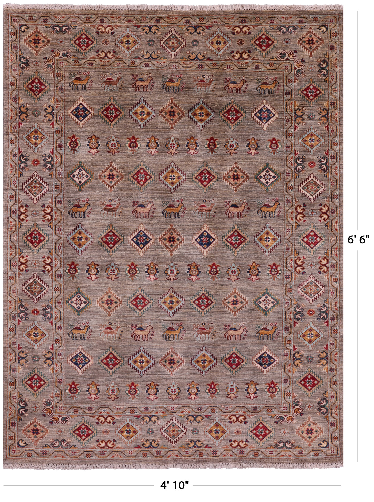 Tribal Persian Gabbeh Hand Knotted Wool Rug - 4' 10" X 6' 6" - Golden Nile