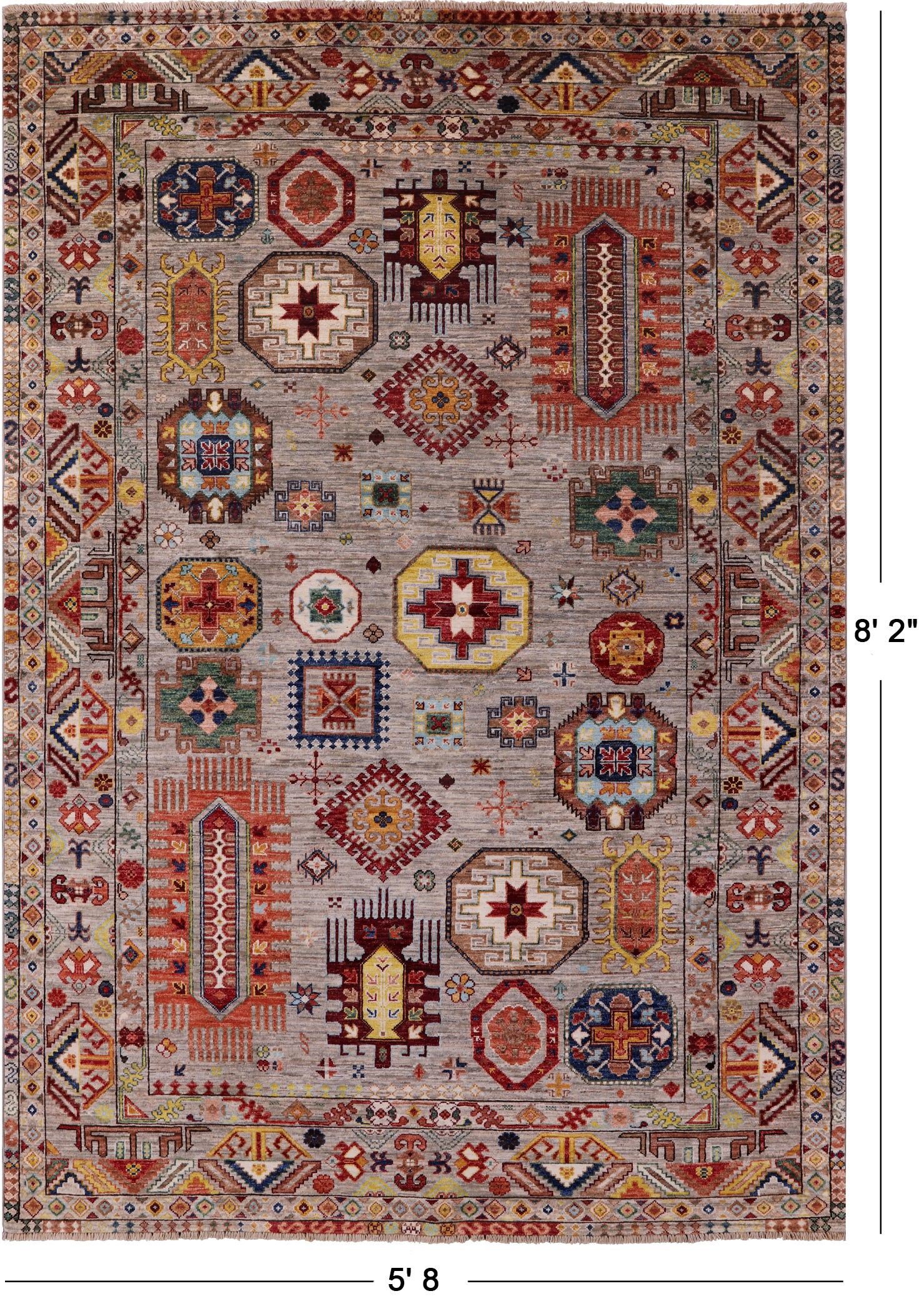 Turkmen Ersari Hand Knotted Wool Rug - 5' 8" X 8' 2" - Golden Nile