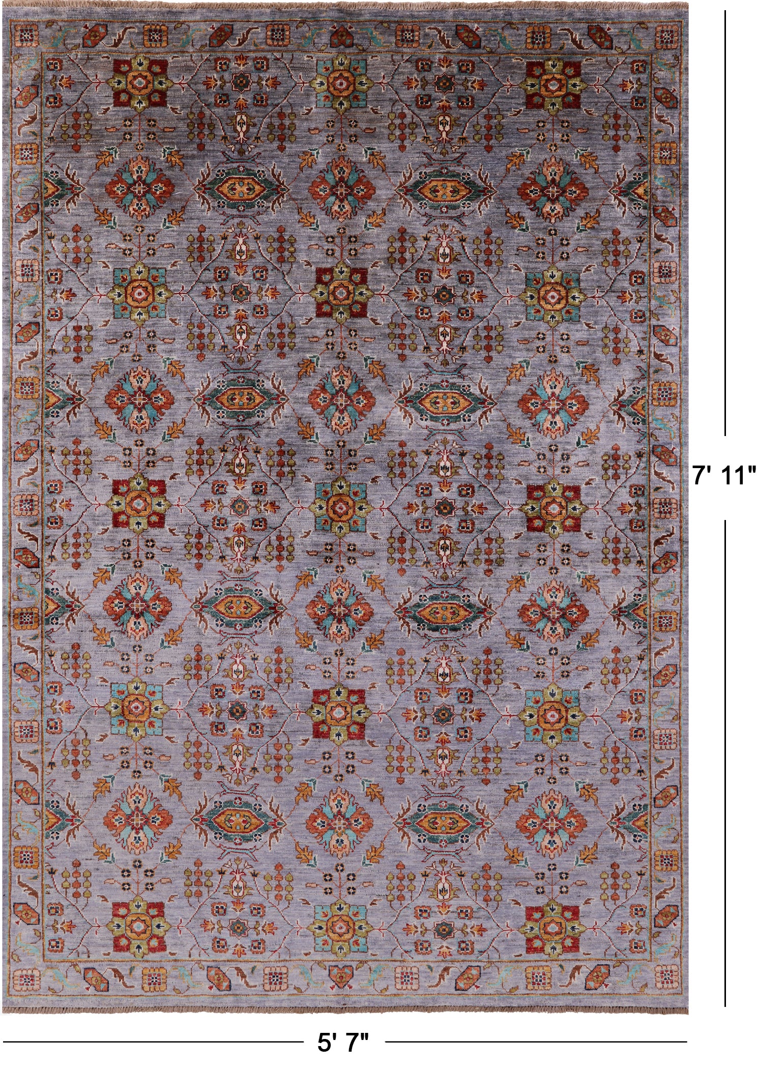 Peshawar Hand Knotted Wool Rug - 5' 7" X 7' 11" - Golden Nile