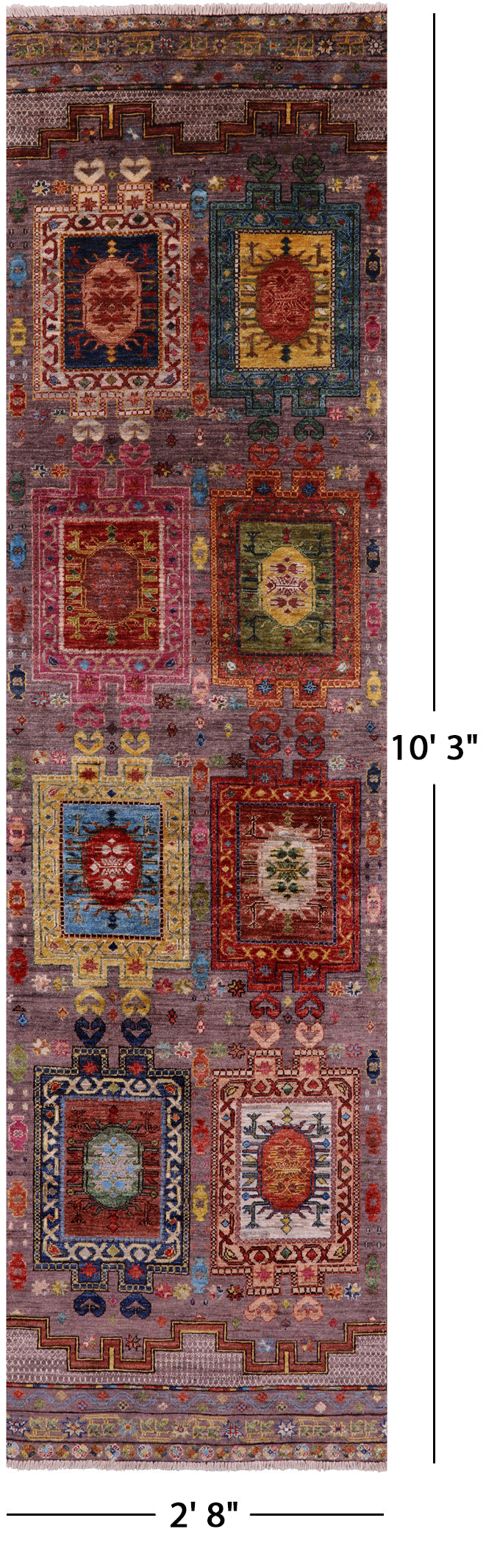 Tribal Persian Hand Knotted Wool Runner Rug - 2' 8" X 10' 3" - Golden Nile