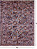 Grey Turkmen Ersari Hand Knotted Wool Rug - 5' 9" X 7' 9" - Golden Nile