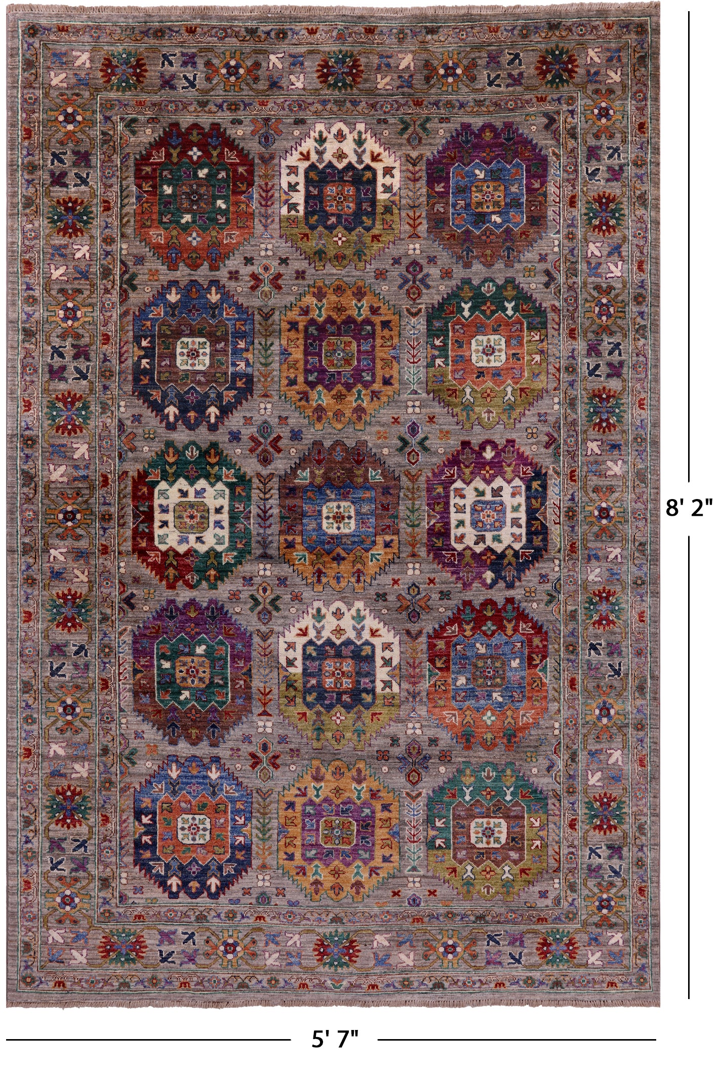 Turkmen Ersari Hand Knotted Wool Rug - 5' 7" X 8' 2" - Golden Nile