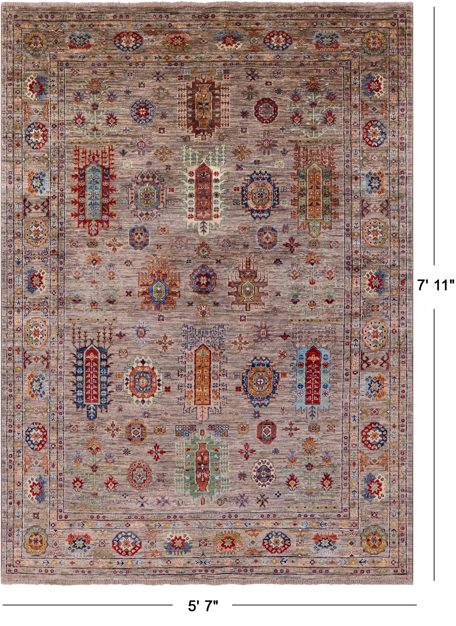 Turkmen Ersari Hand Knotted Wool Rug - 5' 7" X 7' 11" - Golden Nile