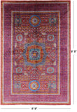 Red Geometric Persian Mamluk Hand Knotted Wool Rug - 6' 9" X 9' 9" - Golden Nile