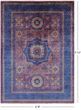Purple Geometric Persian Mamluk Hand Knotted Wool Rug - 5' 9" X 7' 11" - Golden Nile