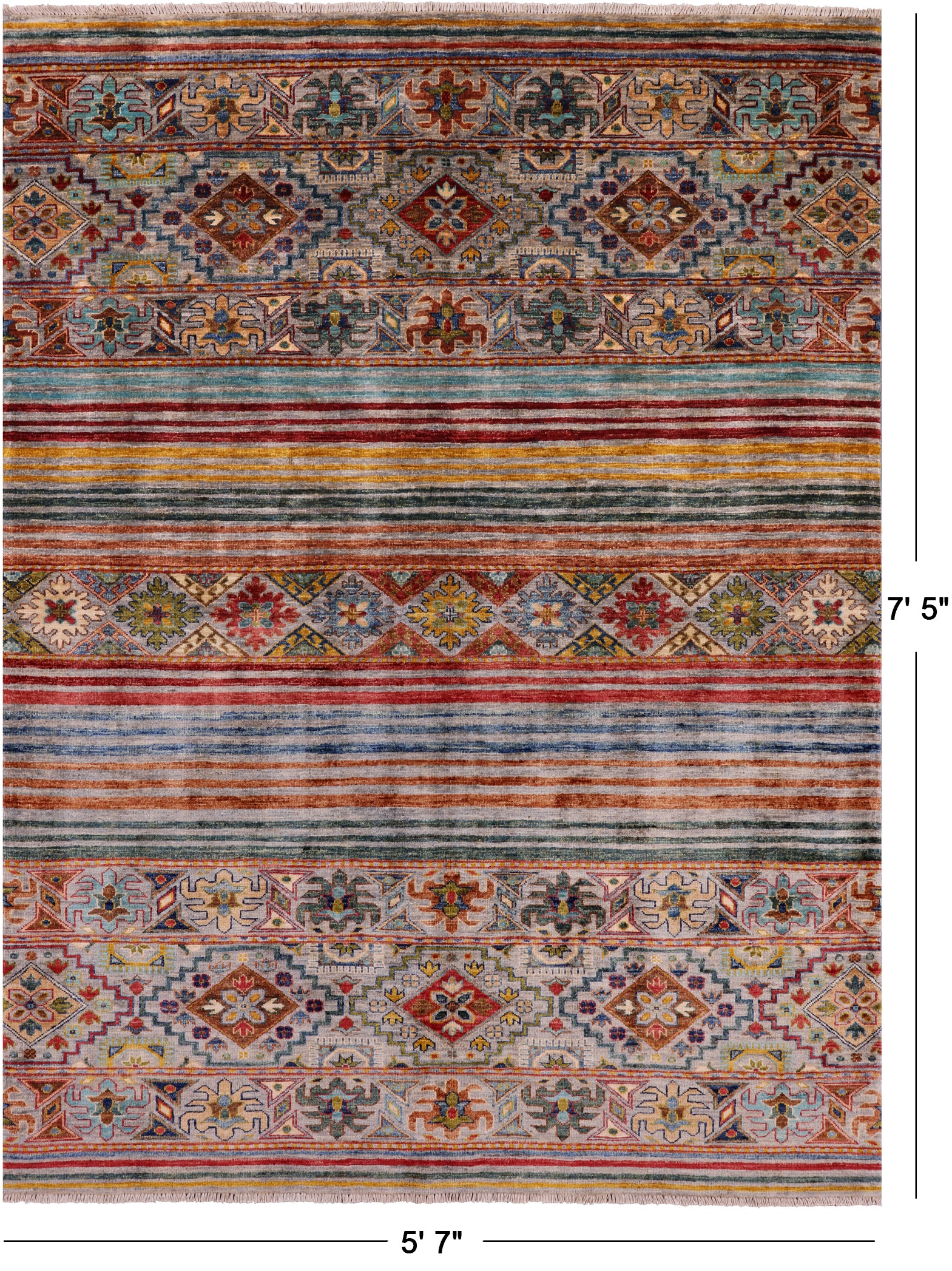 Khorjin Persian Gabbeh Hand Knotted Wool Rug - 5' 7" X 7' 5" - Golden Nile