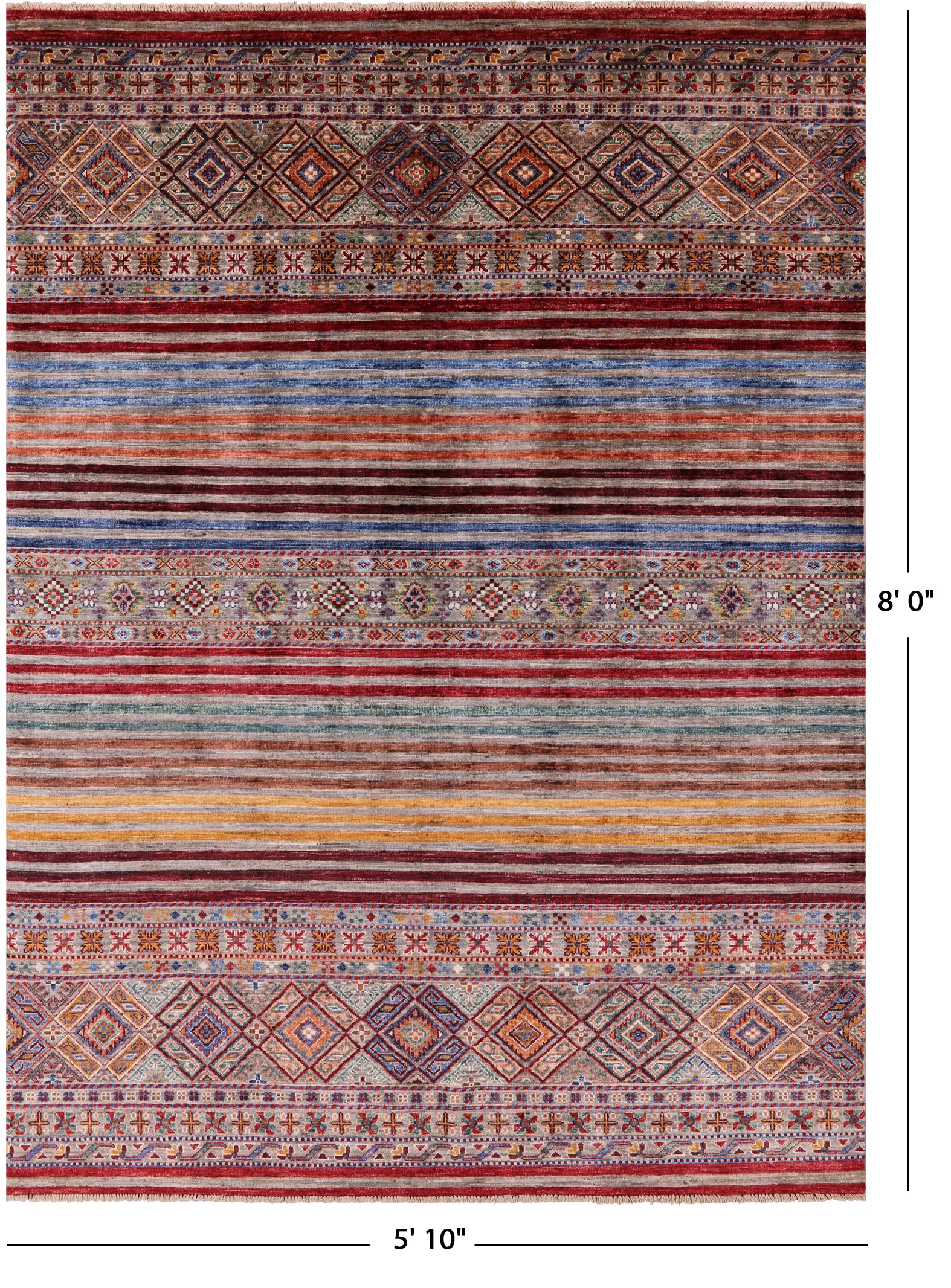 Khorjin Persian Gabbeh Hand Knotted Wool Rug - 5' 10" X 8' 0" - Golden Nile