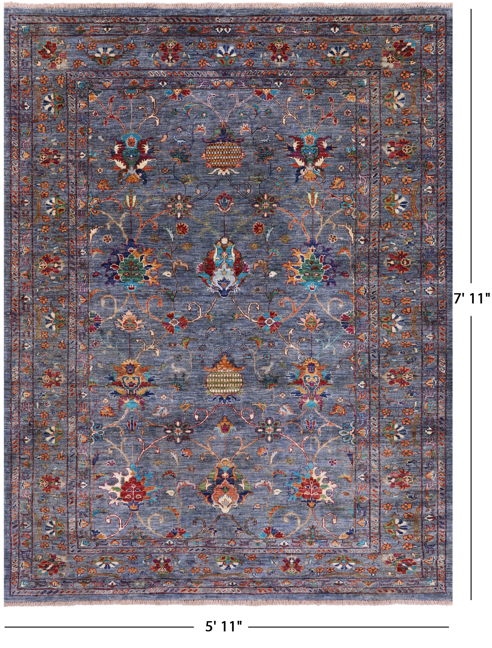 Peshawar Handmade Wool Rug - 5' 11" X 7' 11" - Golden Nile