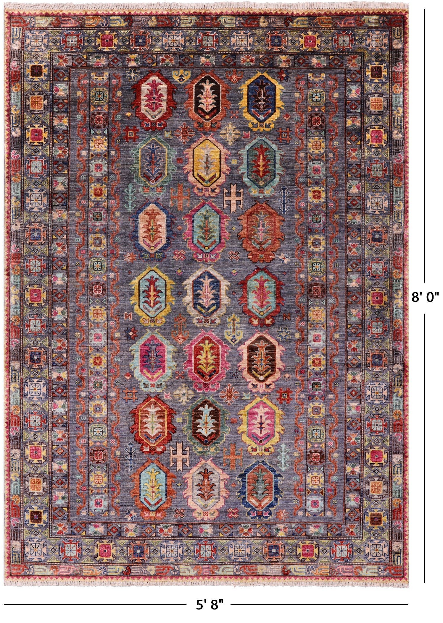Tribal Persian Hand Knotted Wool Rug - 5' 8" X 8' 0" - Golden Nile