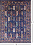 Blue Persian Fine Serapi Hand Knotted Wool Rug - 7' 0" X 9' 10" - Golden Nile