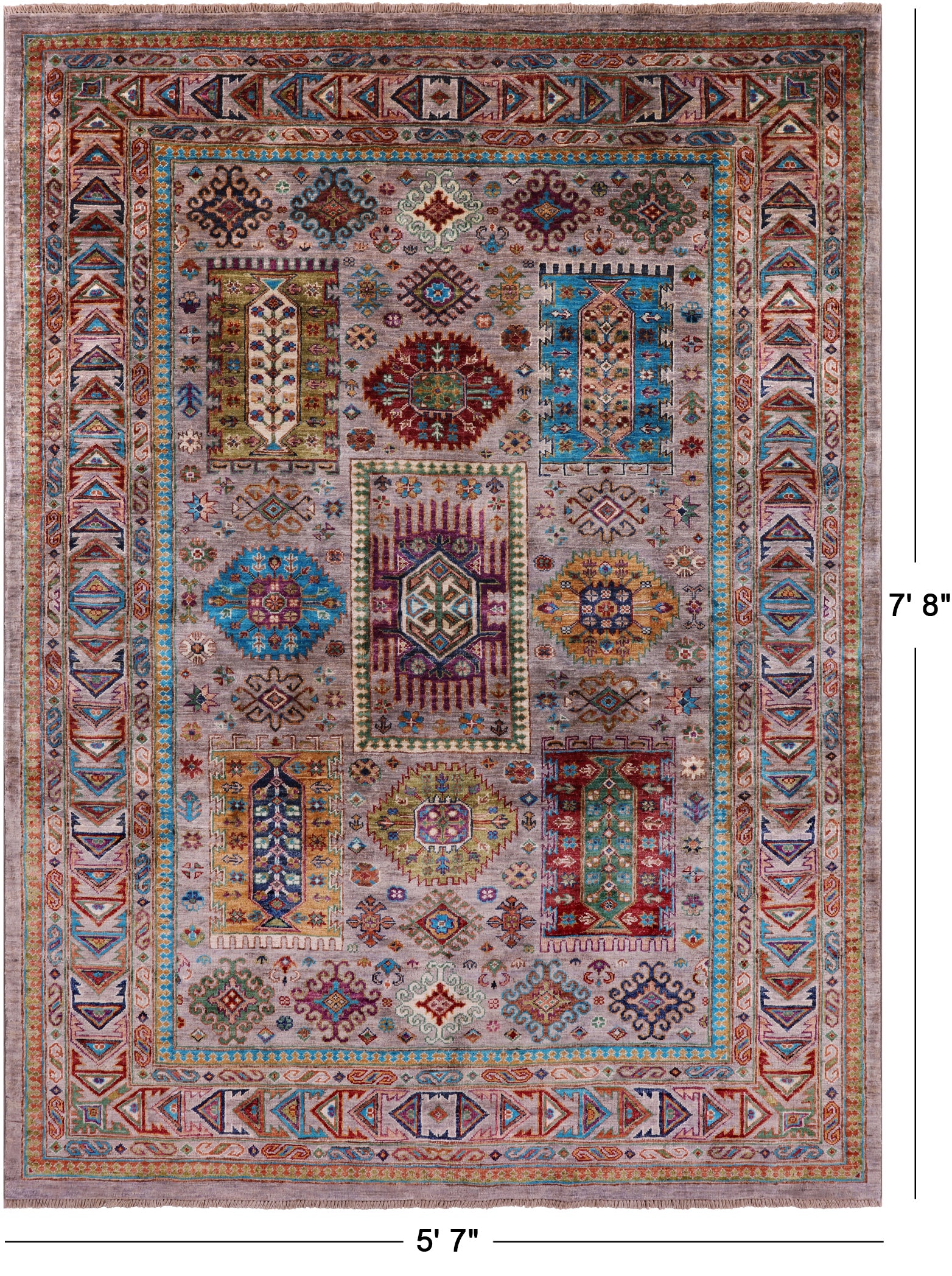Turkmen Ersari Hand Knotted Wool Rug - 5' 7" X 7' 8" - Golden Nile