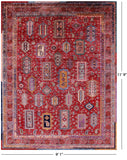 Red Persian Fine Serapi Hand Knotted Wool Rug - 9' 1" X 11' 9" - Golden Nile