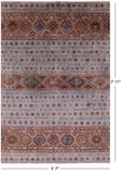 Grey Khorjin Persian Gabbeh Hand Knotted Wool Rug - 5' 7" X 7' 11" - Golden Nile