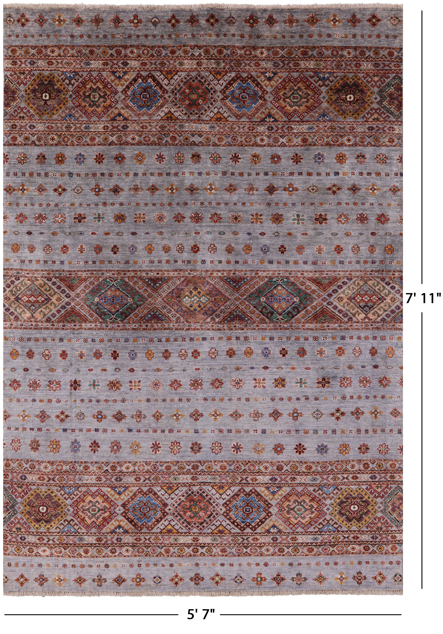 Grey Khorjin Persian Gabbeh Hand Knotted Wool Rug - 5' 7" X 7' 11" - Golden Nile