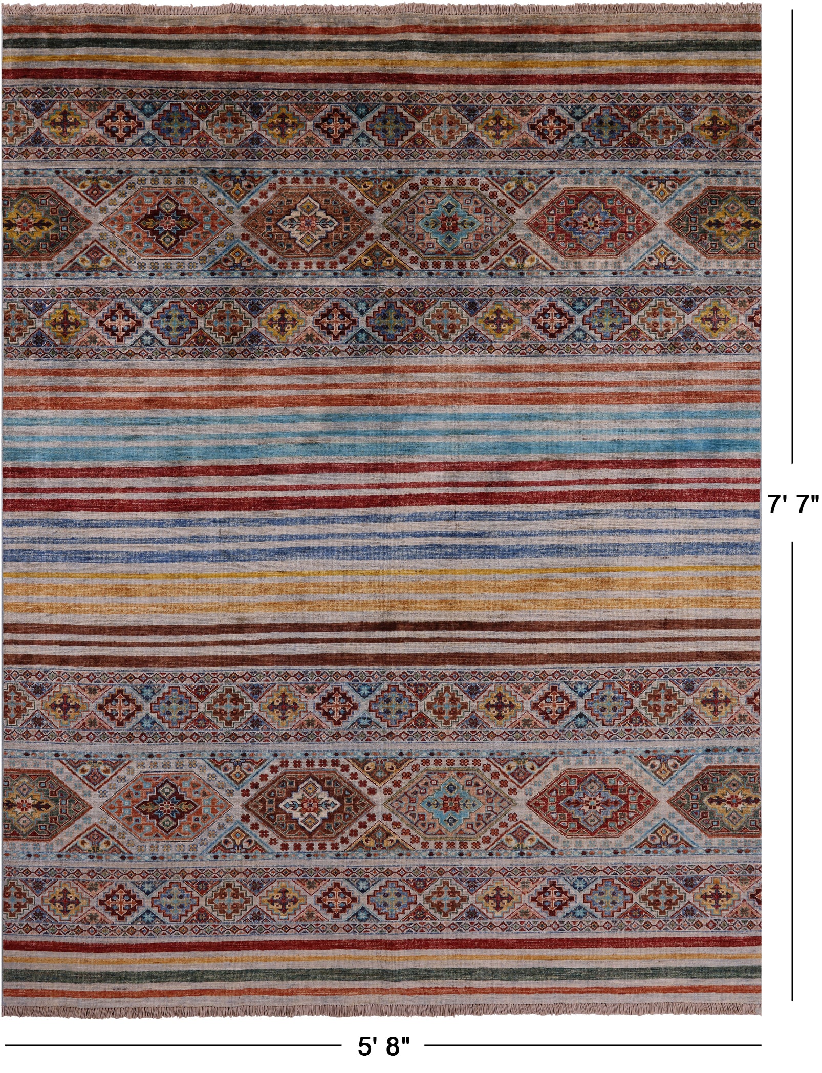 Khorjin Persian Gabbeh Hand Knotted Wool Rug - 5' 8" X 7' 7" - Golden Nile