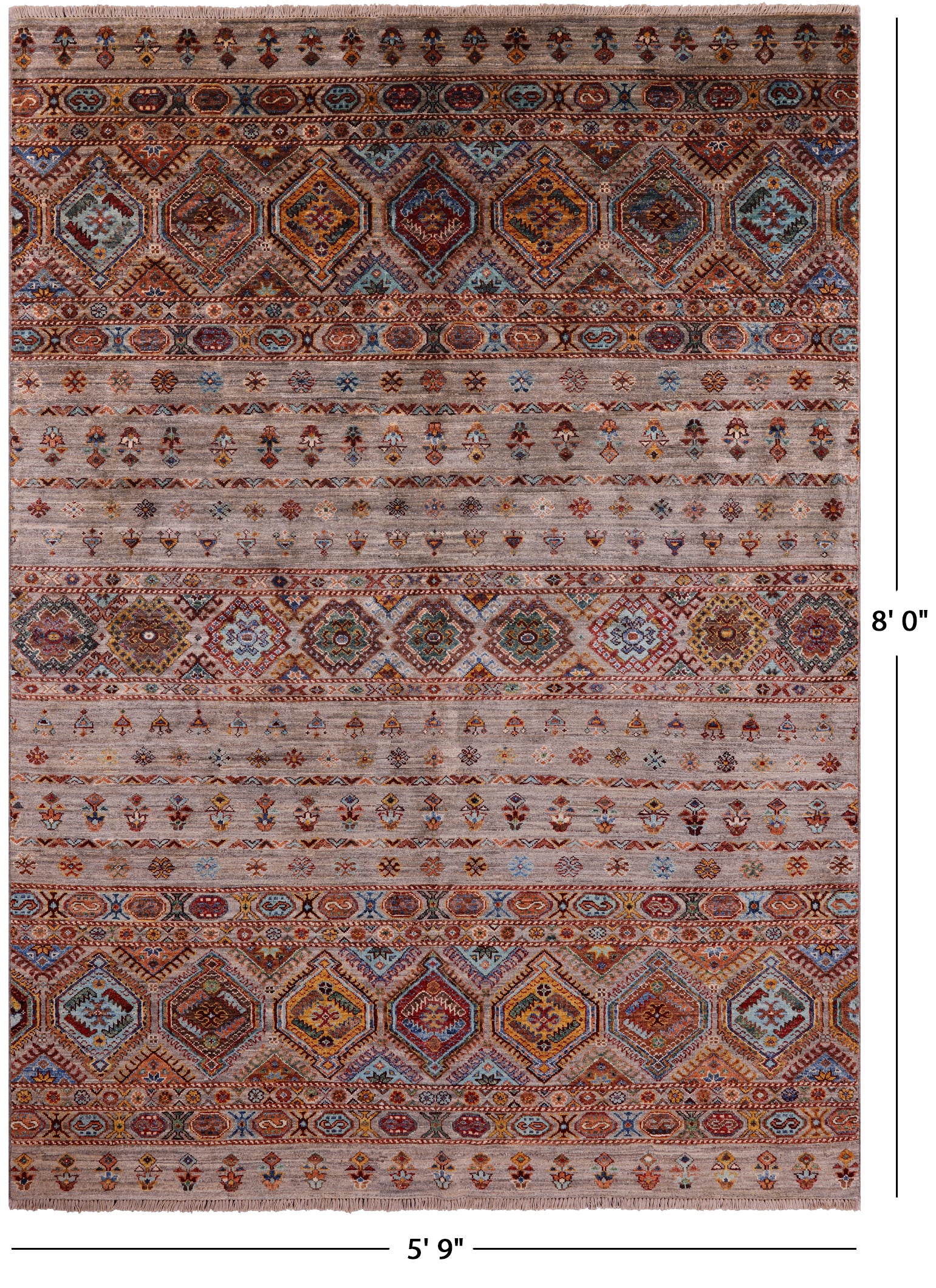 Khorjin Persian Gabbeh Hand Knotted Wool Rug - 5' 9" X 8' 0" - Golden Nile