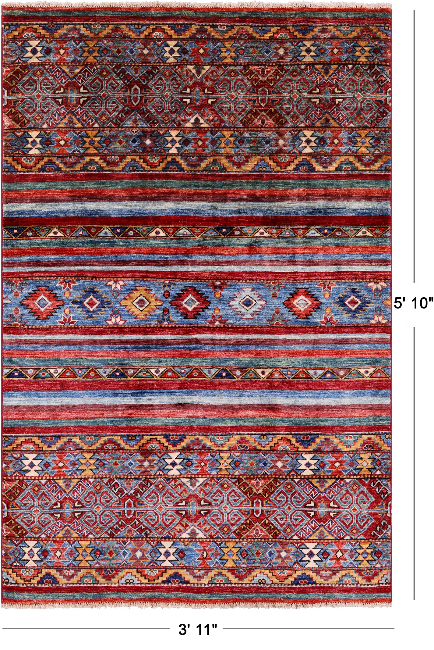 Khorjin Persian Gabbeh Hand Knotted Wool Rug - 3' 11" X 5' 10" - Golden Nile