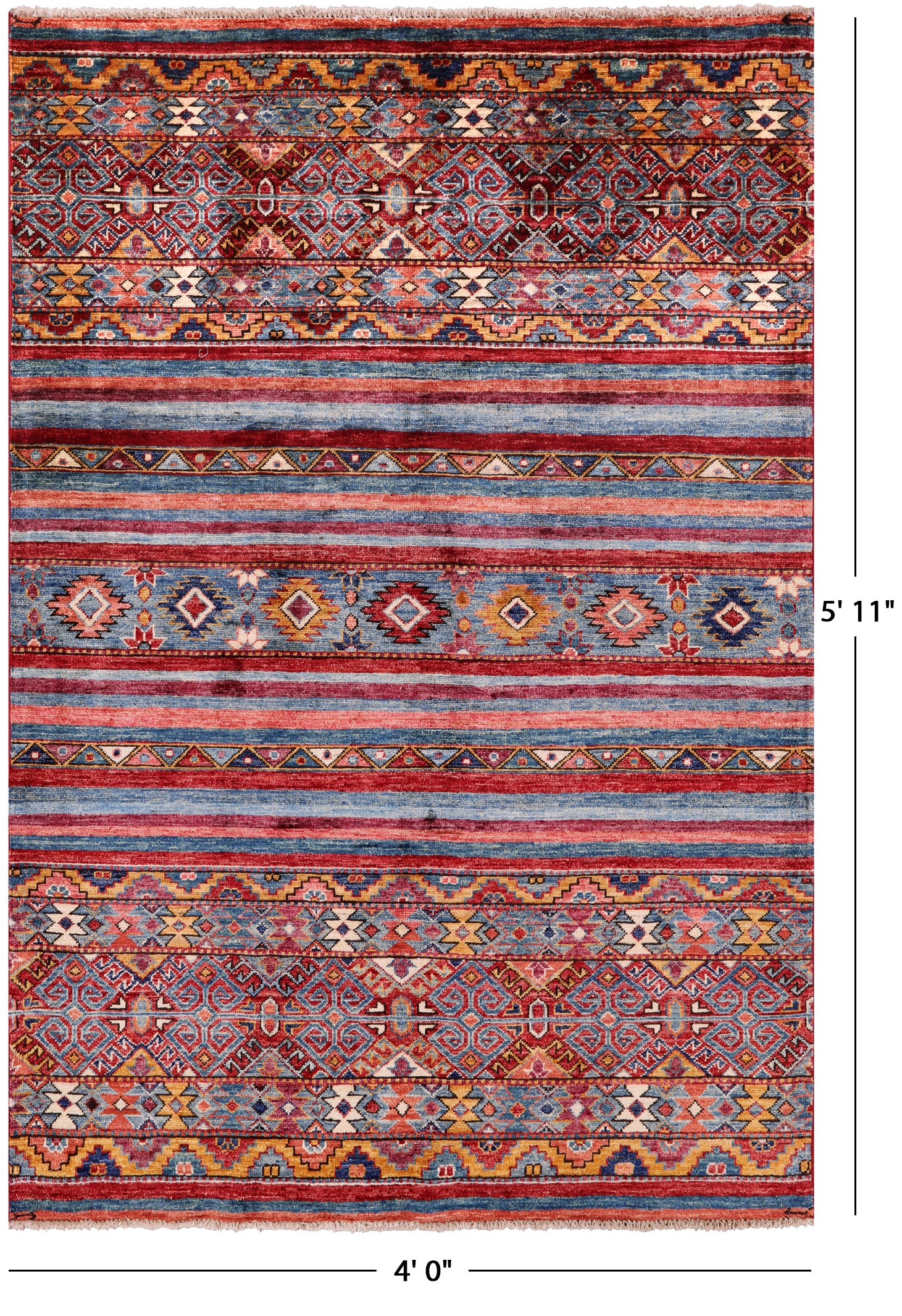 Khorjin Persian Gabbeh Handmade Wool Rug - 4' 0" X 5' 11" - Golden Nile