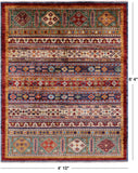 Tribal Persian Gabbeh Hand Knotted Wool Rug - 4' 10" X 6' 4" - Golden Nile