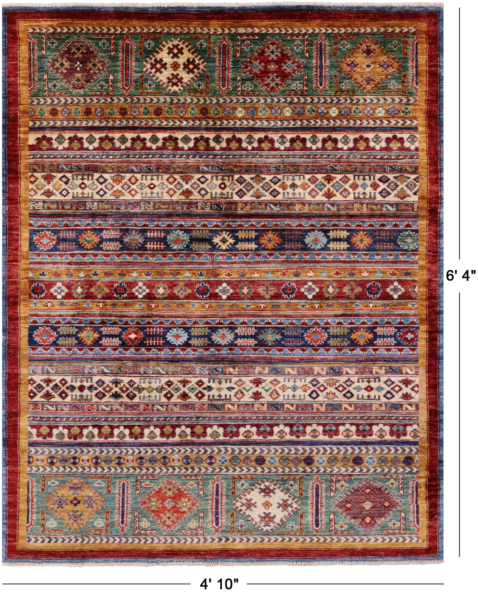 Tribal Persian Gabbeh Hand Knotted Wool Rug - 4' 10" X 6' 4" - Golden Nile