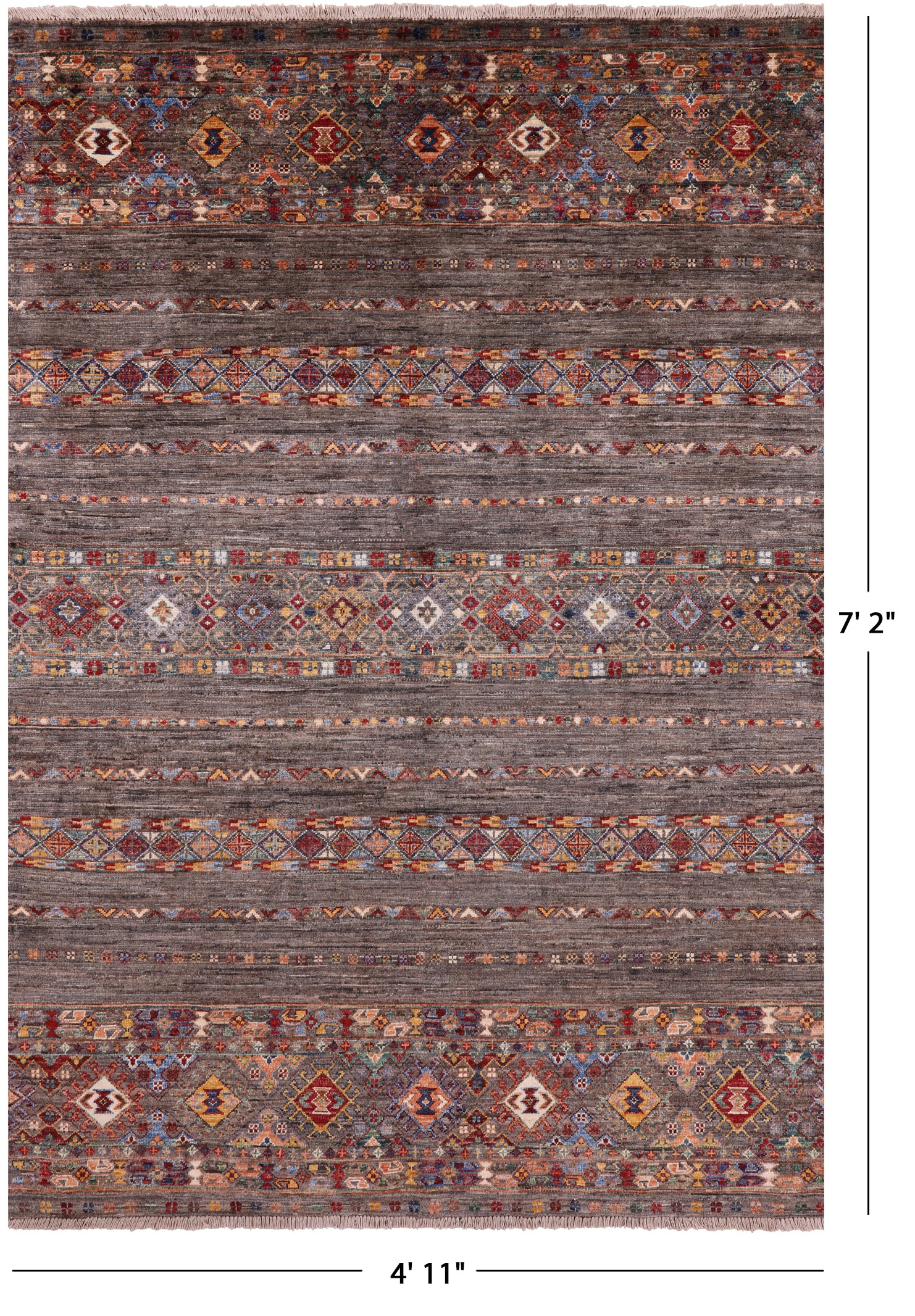 Khorjin Persian Gabbeh Hand Knotted Wool Rug - 4' 11" X 7' 2" - Golden Nile
