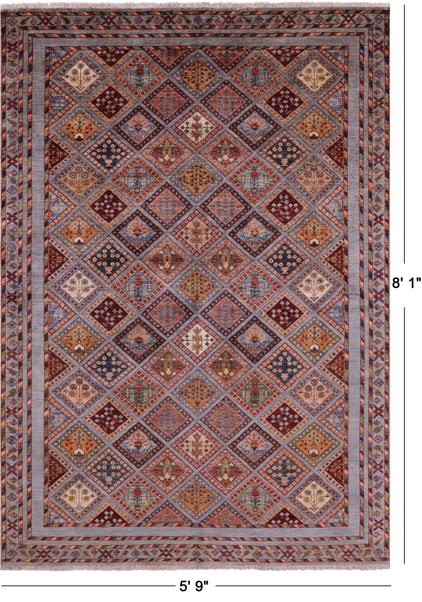 Tribal Persian Gabbeh Hand Knotted Wool Rug - 5' 9" X 8' 1" - Golden Nile