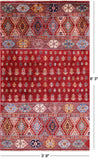 Red Khorjin Persian Gabbeh Hand Knotted Wool Rug - 3' 9" X 6' 3" - Golden Nile