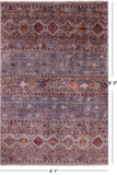 Grey Khorjin Persian Gabbeh Hand Knotted Wool Rug - 4' 1" X 6' 3" - Golden Nile