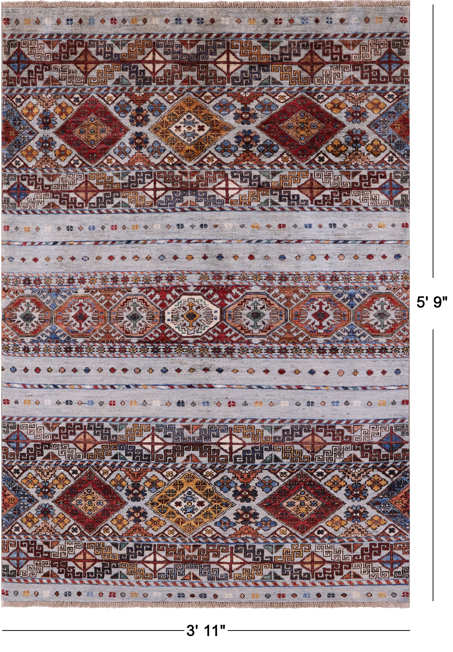 Khorjin Persian Gabbeh Hand Knotted Wool Rug - 3' 11" X 5' 9" - Golden Nile